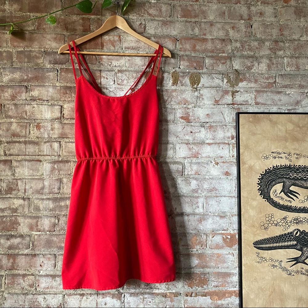 Forever 21 + Cross Back + Red + Mini Dress + Large
